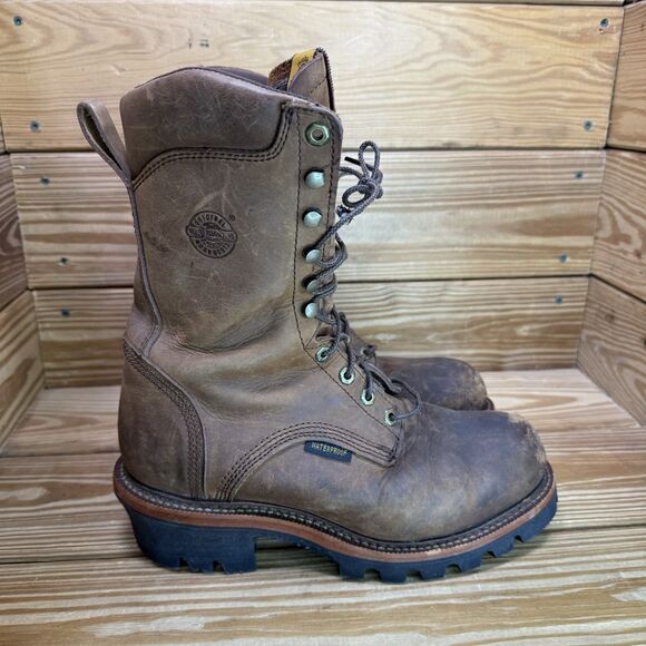 Justin Men’s 10EE Logger Work Boots Steel Toe 447  Waterproof Lace Up Boots - Picture 1 of 11